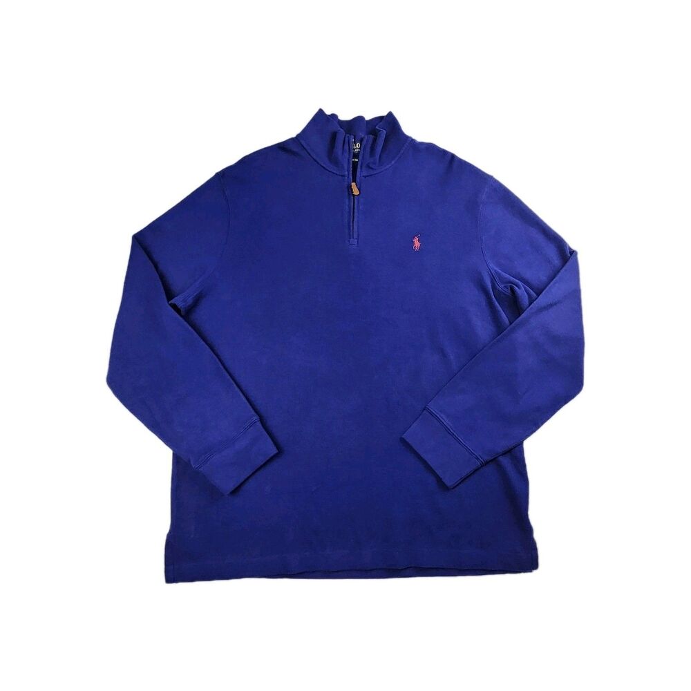 Polo Ralph Lauren Estate Rib Quarter Zip Mens LRG Pullover Pony NWT Blue Preppy